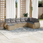 Loungeset poly rattan 8-delig beige
