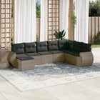 8-piece Lounge Set with Cushions Poly Rattan Grey