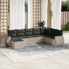 8-piece Lounge Set with Cushions Poly Rattan Light Grey