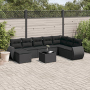 Loungeset 9-delig poly rattan zwart