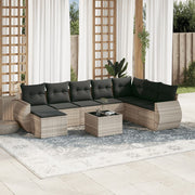 Loungeset 9-delig poly rattan lichtgrijs