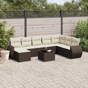 Loungeset 9-delig poly rattan bruin