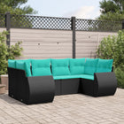 6-piece garden lounge set with cushions black poly rattan