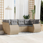 6-piece Lounge Set with cushions poly rattan beige