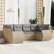 6-piece Lounge Set with cushions poly rattan beige
