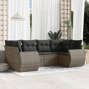 6-piece Lounge Set with Cushions Poly Rattan Grey