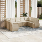9-piece Lounge Set with Cushions Poly Rattan Beige