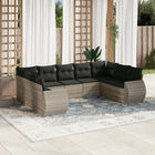 9-piece Lounge Set with Cushions Poly Rattan Light Grey