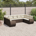 Loungeset 9-delig poly rattan bruin