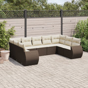 Loungeset 9-delig poly rattan bruin