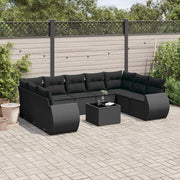 Loungeset 10-delig poly rattan zwart