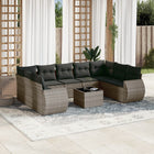 10-piece Lounge Set with Cushions Poly Rattan Grey
