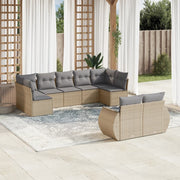 Loungeset 9-delig poly rattan beige