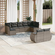 Loungeset 9-delig poly rattan grijs