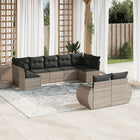 9-piece Lounge Set with Cushions Poly Rattan Light Grey