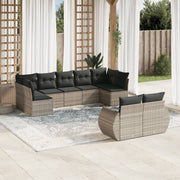Loungeset poly rattan lichtgrijs 9-delig