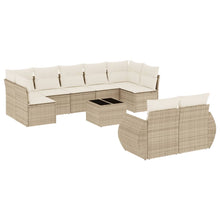 10-Delige Loungeset Met Kussens Poly Rattan Beige