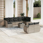 10-piece Lounge Set with Cushions Poly Rattan Light Grey