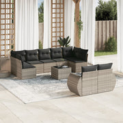 Loungeset 10-delig poly rattan lichtgrijs