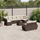 10-piece Lounge Set with cushions poly rattan brown