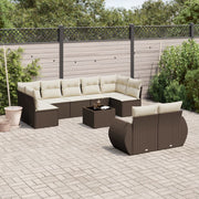 Loungeset 10-delig poly rattan bruin