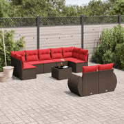 Modulaire tuinbankset 10-delig bruin polyrotan