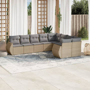 Loungeset 9-delig poly rattan beige