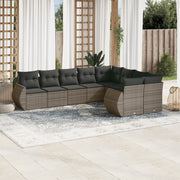 Loungeset 9-delig poly rattan grijs