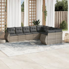 9-piece Lounge Set with Cushions Poly Rattan Light Grey