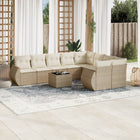 10-piece Lounge Set with Cushions Poly Rattan Beige