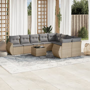 Loungeset 10-delig poly rattan beige