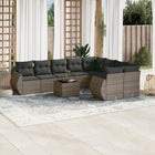 10-piece Lounge Set with Cushions Poly Rattan Grey