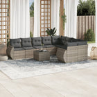 10-piece Lounge Set with Cushions Poly Rattan Light Grey