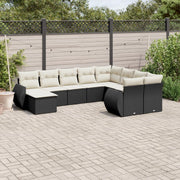 Loungeset poly rattan 10-delig zwart