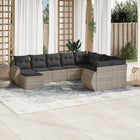 10-piece Lounge Set with Cushions Poly Rattan Light Grey