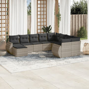 Loungeset 10-delig poly rattan lichtgrijs