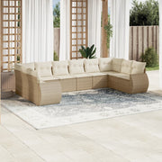 Loungeset 10-delig poly rattan beige