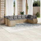 10-piece Lounge Set with Cushions Poly Rattan Beige
