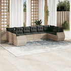 10-piece Lounge Set with Cushions Poly Rattan Light Grey