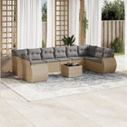 11-piece Garden Furniture Set with Cushions, Poly Rattan, Beige