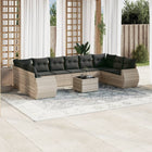 11-Piece Loungeset with cushions poly rattan light gray