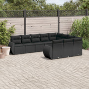 Loungeset 10-delig poly rattan zwart