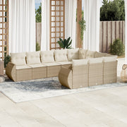 Loungeset poly rattan 10-delig beige