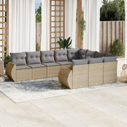 Loungeset 10-delig poly rattan beige