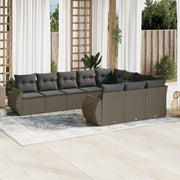 Loungeset 10-delig poly rattan lichtgrijs