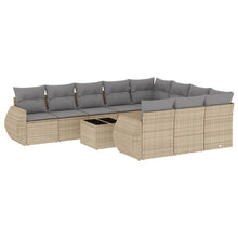 11-Delige Tuinset Met Kussens Poly Rattan Beige