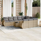 Tuinset 11-delig poly rattan beige met kussens