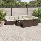 Loungeset poly rattan 11-delig bruin
