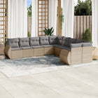 10-piece Lounge Set with Cushions Poly Rattan Beige