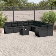 Loungeset 11-delig poly rattan zwart